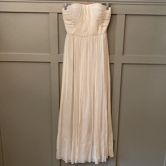 DONNA Morgan 100% Silk Chiffon Maxi Dress Bridesmaid Candlelight Size 4 New NWT - Picture 5 of 15